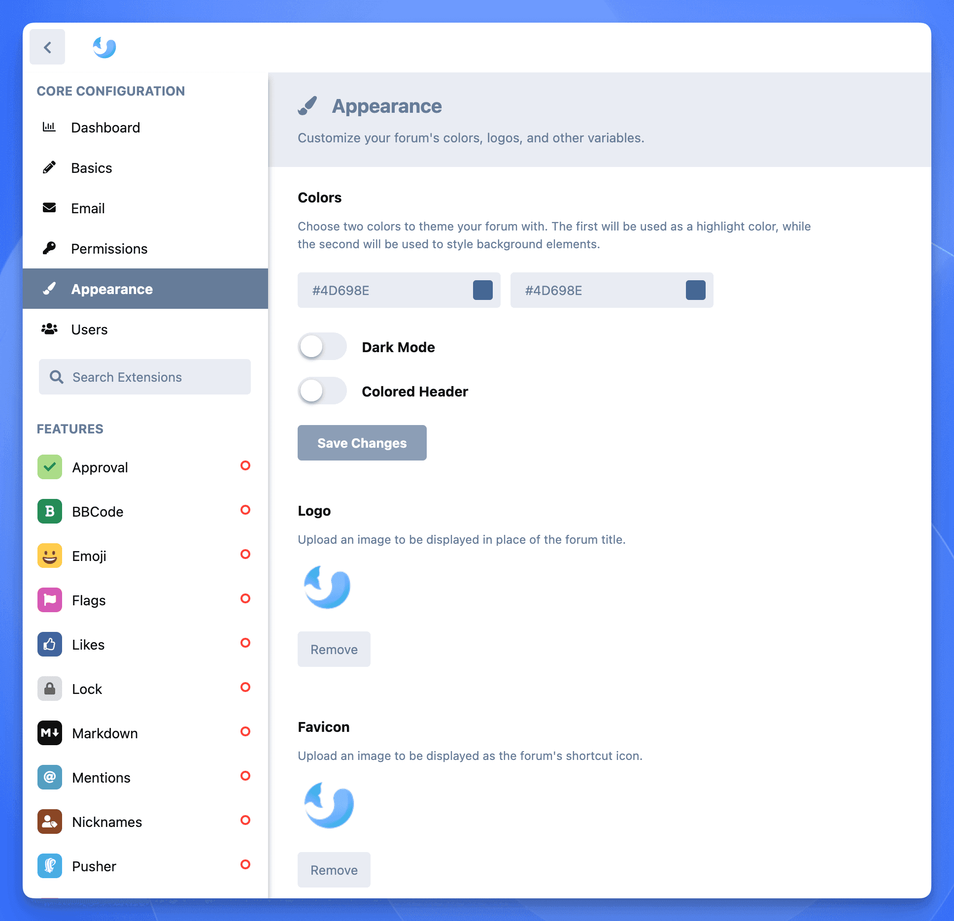 Color and Logo Settings