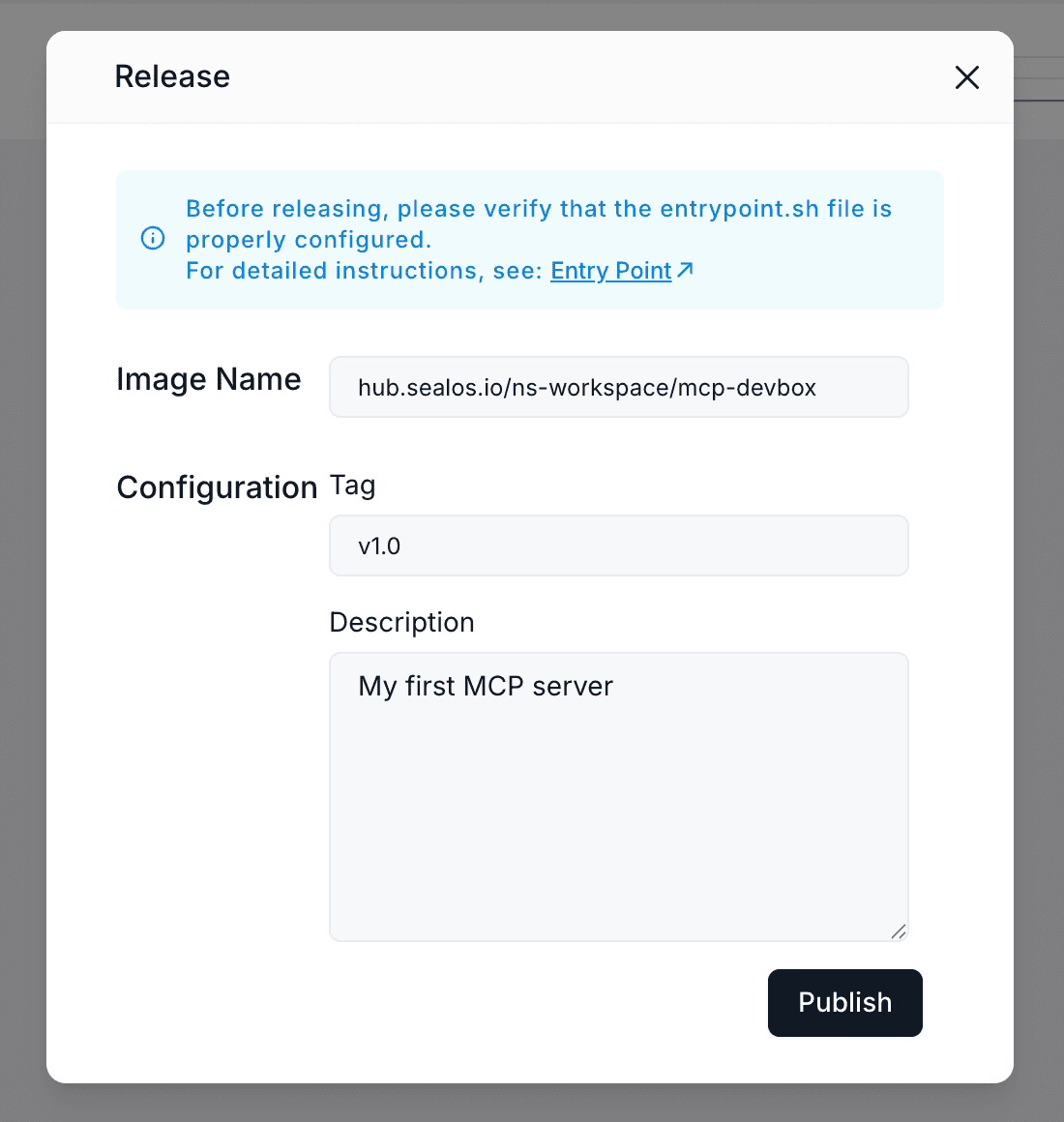 Once ready you can publish your DevBox